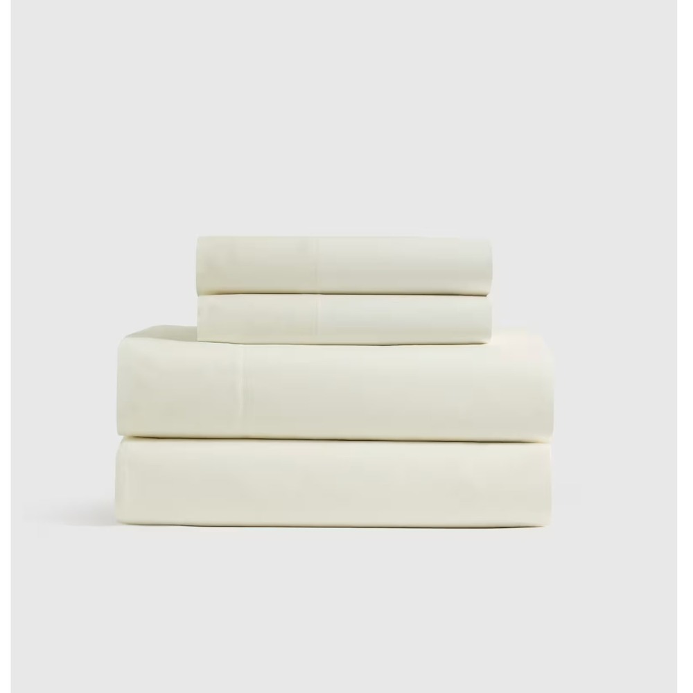 Quince Classic Organic Percale Sheet Set Queen Size Ivory 100% Organic Cotton